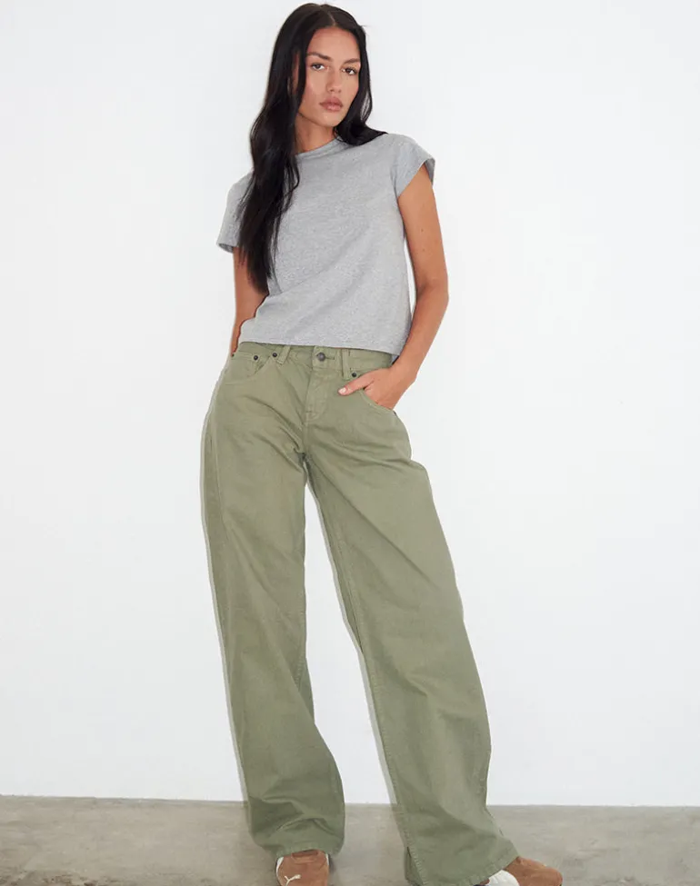 Low Rise Parallel Jeans in Fern Green