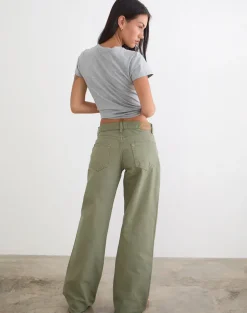 Low Rise Parallel Jeans in Fern Green