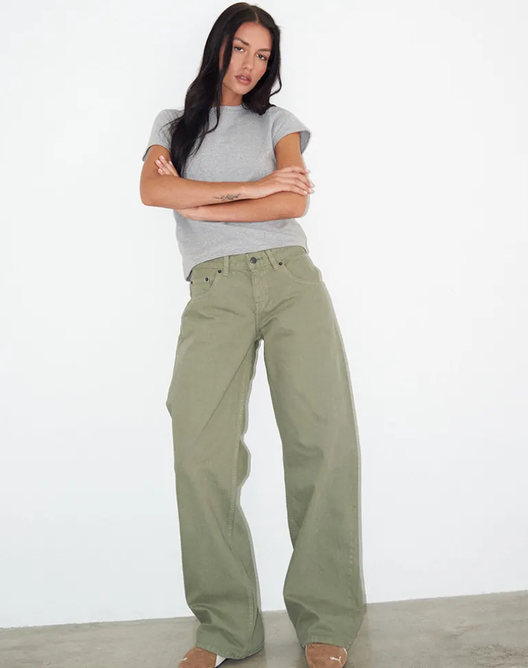 Low Rise Parallel Jeans in Fern Green