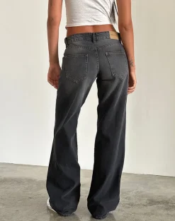 Low Rise Parallel Jeans in Grey Used Bleach