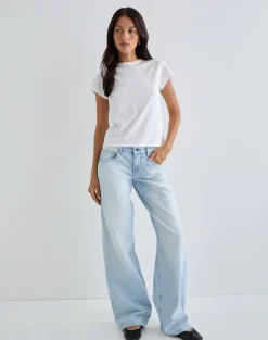 Low Rise Parallel Jeans in Icy Blue