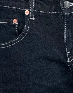 Low Rise Parallel Jeans in Indigo with Contrast Stitch
