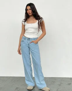 Low Rise Parallel Jeans in Light Wash Blue