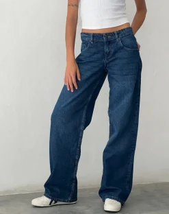 Low Rise Parallel Jeans in Mid Blue Used