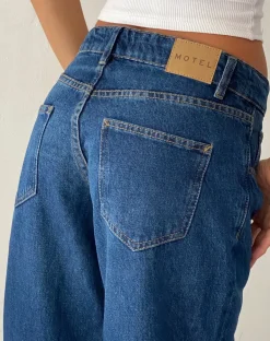Low Rise Parallel Jeans in Mid Blue Used
