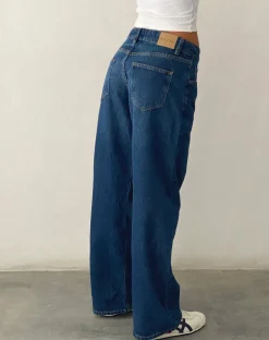Low Rise Parallel Jeans in Mid Blue Used