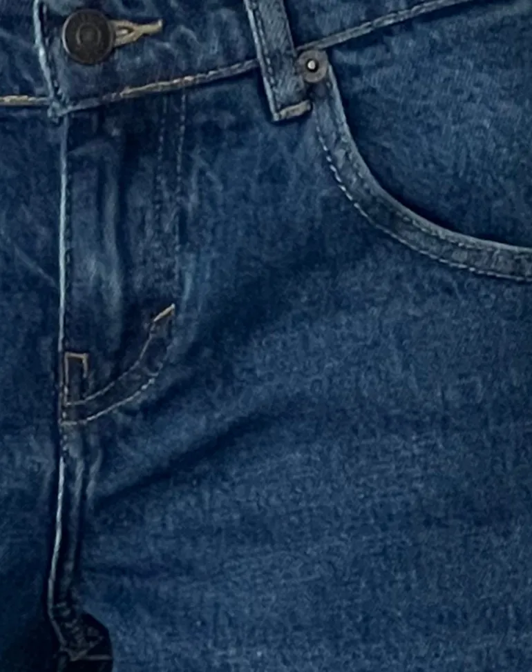 Low Rise Parallel Jeans in Mid Blue Used