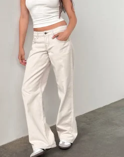 Low Rise Parallel Jeans in Off White