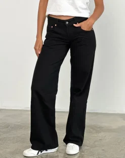 Low Rise Parallel Jeans in Rinse Black