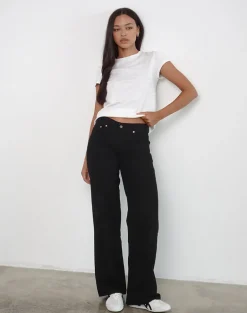 Low Rise Parallel Jeans in Rinse Black