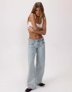 Low Rise Parallel Jeans in 80s Light Blue Wash