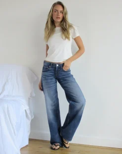 Low Rise Parallel Jeans in Timeworn Blue