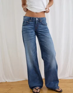 Low Rise Parallel Jeans in Timeworn Blue