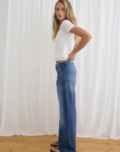 Low Rise Parallel Jeans in Timeworn Blue