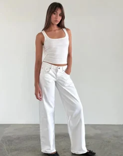 Low Rise Parallel Jeans in True White