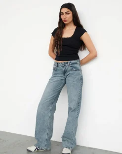 Low Rise Parallel Jeans in Vintage Blue Wash