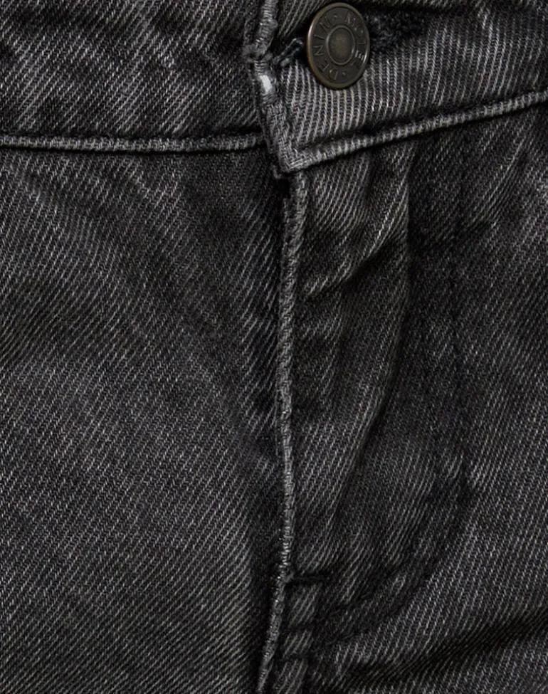 Low Rise Parallel Jeans in Washed Black Grey