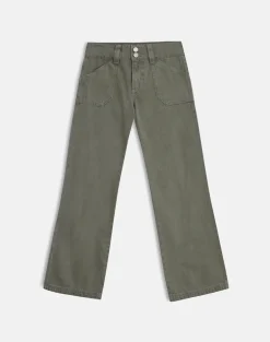 Low Rise Relaxed Cargo Jeans in Olive