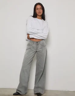 Low Rise Roomy Jeans in Bleach Grey
