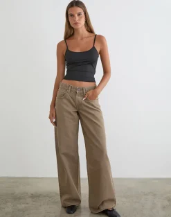 Low Rise Roomy Jeans in Bronze