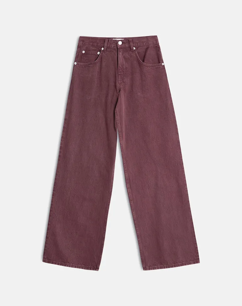 Low Rise Roomy Jeans in Burgundy