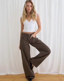 Low Rise Roomy Jeans in Dark Chocolate
