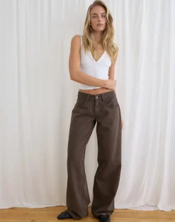 Low Rise Roomy Jeans in Dark Chocolate