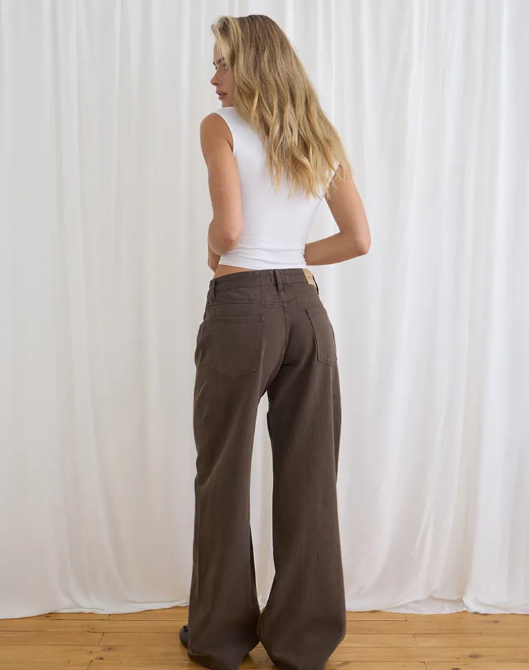 Low Rise Roomy Jeans in Dark Chocolate