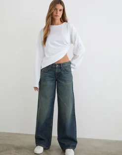 Low Rise Roomy Jeans in Dirty Green