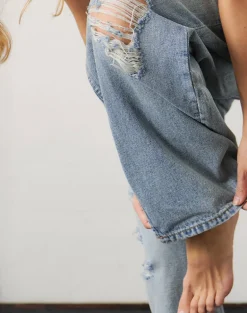 Low Rise Roomy Jeans in Extreme Rip Vintage Blue