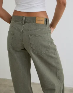 Low Rise Roomy Jeans in Olive
