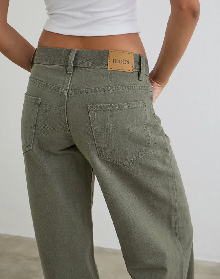 Low Rise Roomy Jeans in Olive