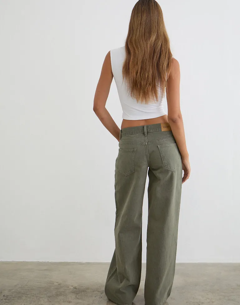 Low Rise Roomy Jeans in Olive