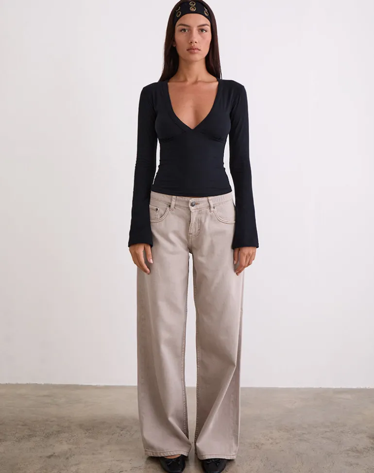 Low Rise Roomy Jeans in Pebble