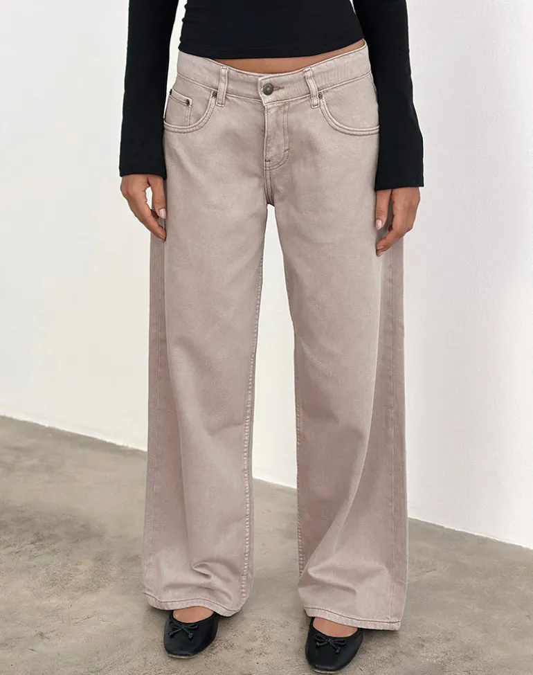 Low Rise Roomy Jeans in Pebble