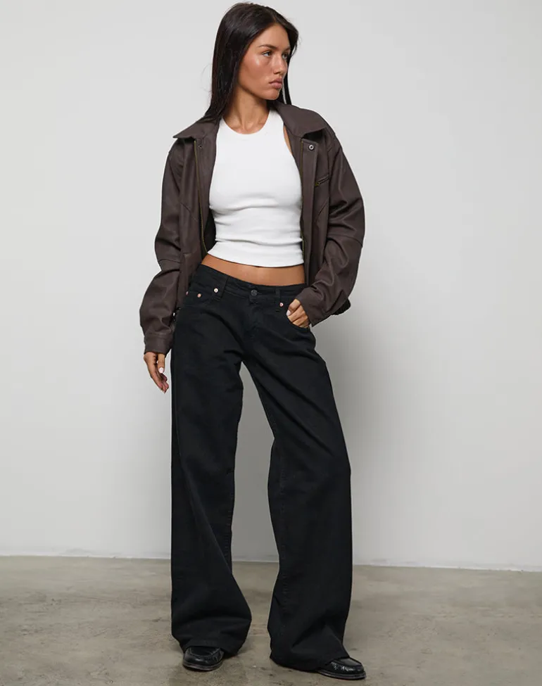 Low Rise Roomy Jeans in Rinse Black