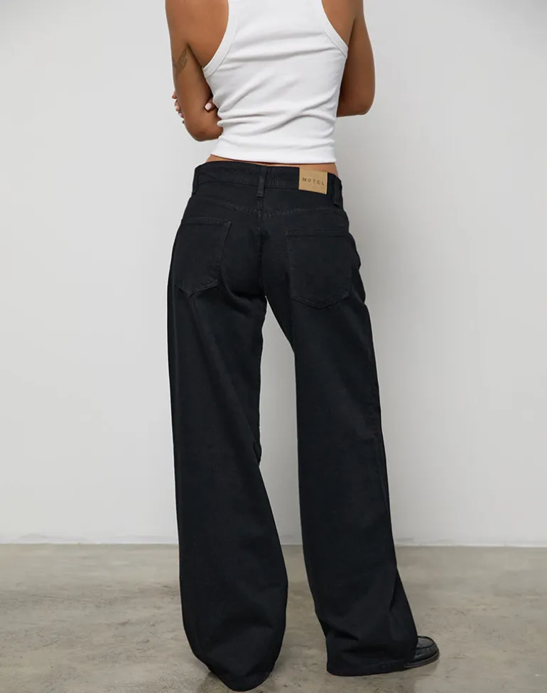 Low Rise Roomy Jeans in Rinse Black