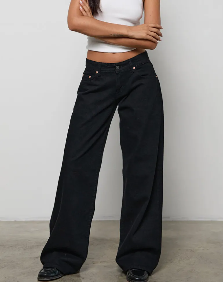 Low Rise Roomy Jeans in Rinse Black