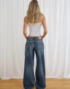 Low Rise Roomy Jeans in Steel Blue