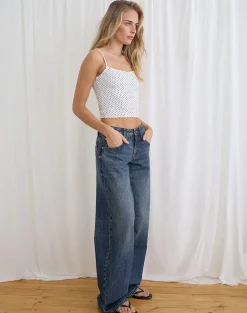 Low Rise Roomy Jeans in Steel Blue