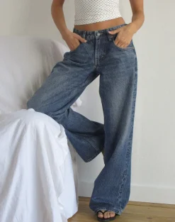 Low Rise Roomy Jeans in Steel Blue