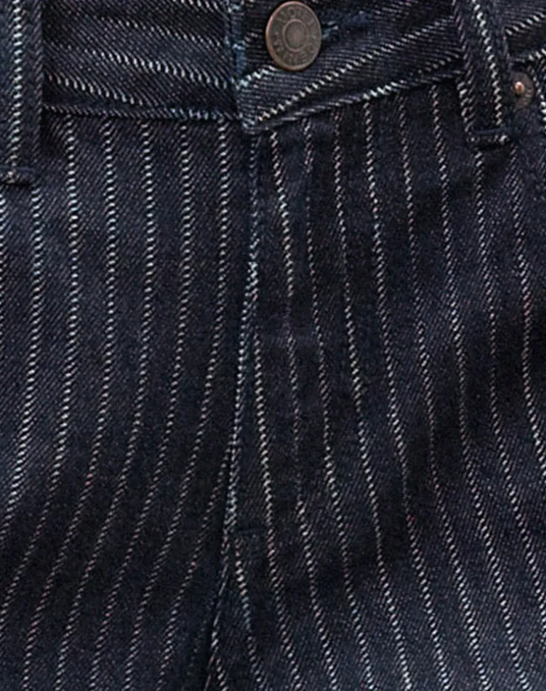 Low Rise Roomy Jeans in Stripe Indigo