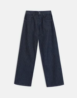 Low Rise Roomy Jeans in Stripe Indigo
