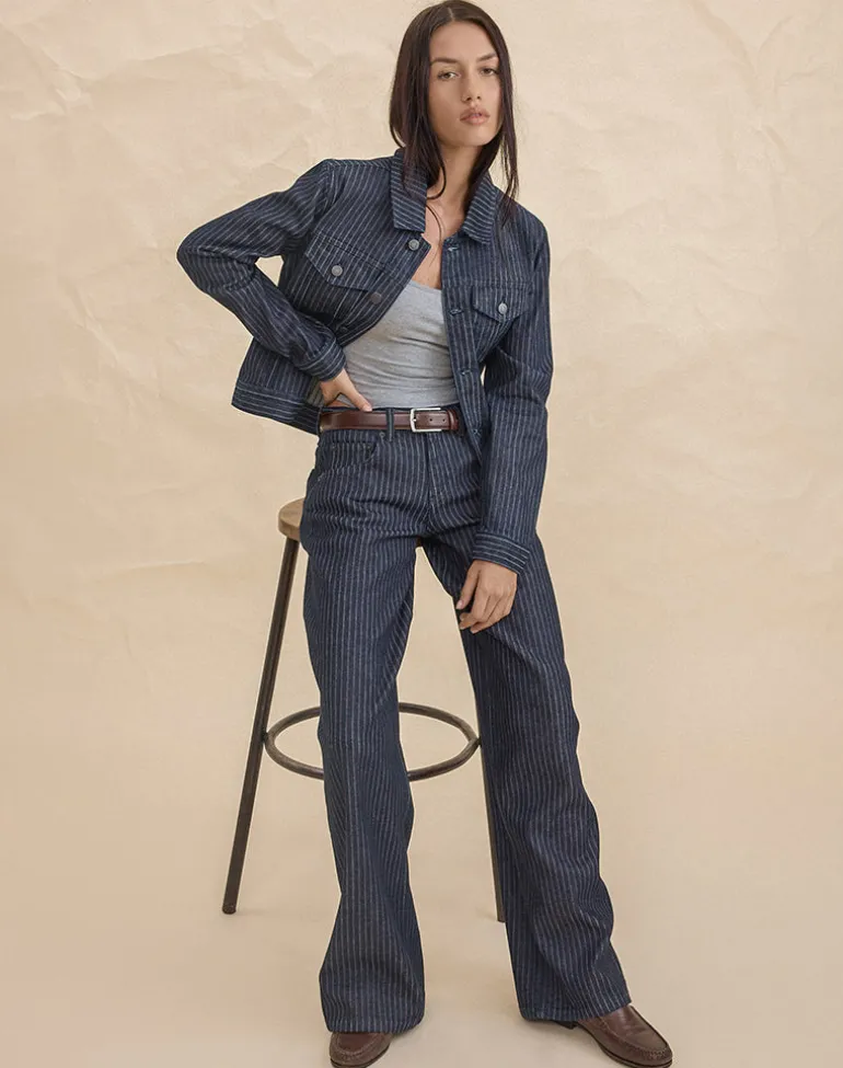 Low Rise Roomy Jeans in Stripe Indigo