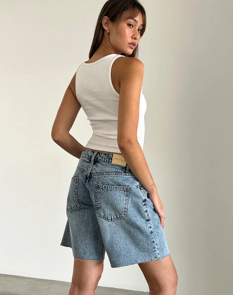 Low Rise Roomy Shorts in Vintage Blue Wash