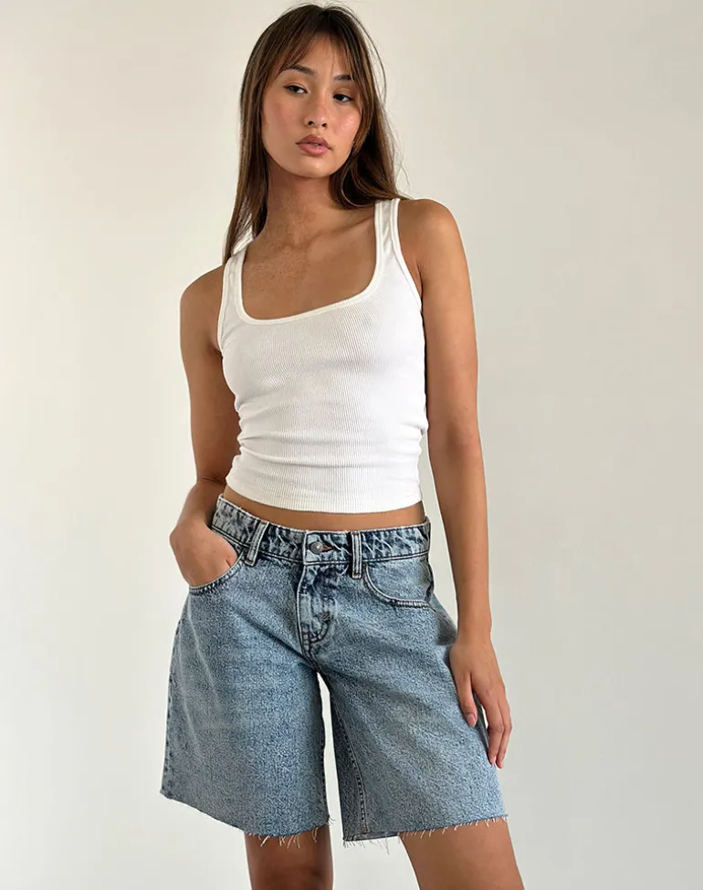 Low Rise Roomy Shorts in Vintage Blue Wash