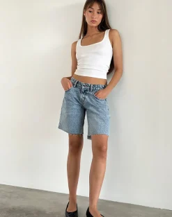 Low Rise Roomy Shorts in Vintage Blue Wash