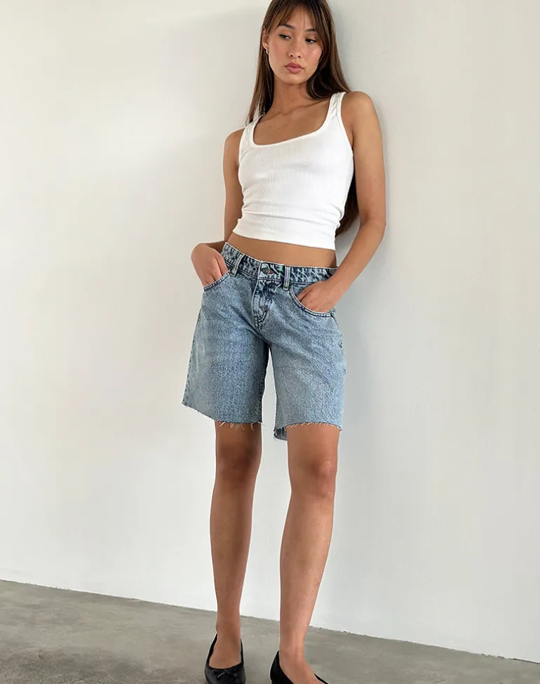 Low Rise Roomy Shorts in Vintage Blue Wash