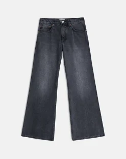 Low Rise Slouchy Flare Jeans in Washed Black Grey