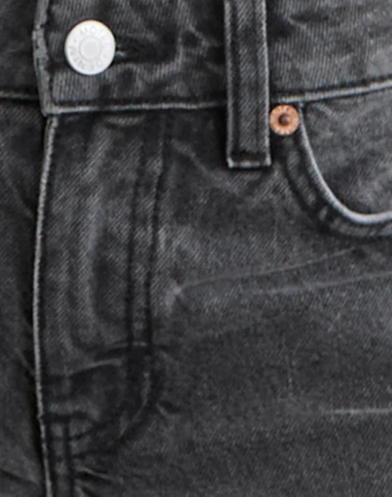Low Rise Slouchy Flare Jeans in Washed Black Grey
